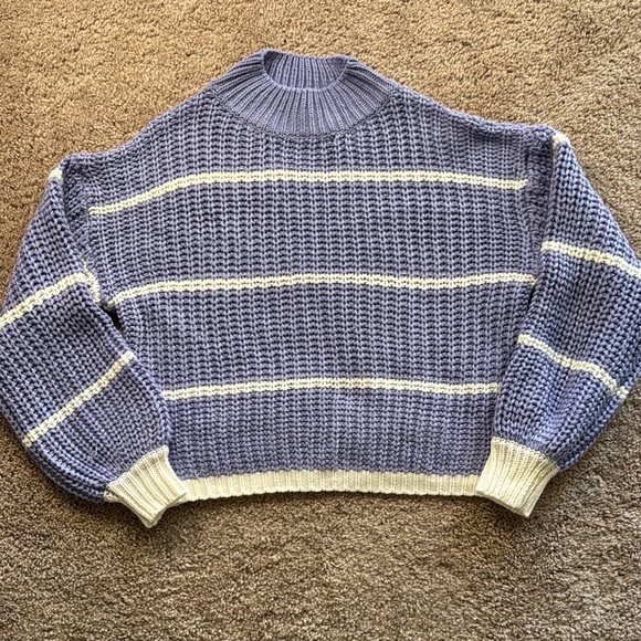 SHEIN Sweaters - SHEIN Purple and Cream Cowl Neck Sweater